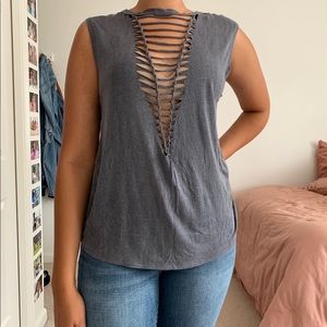 Cut Out Dark Grey Muscle Tee